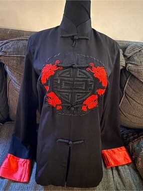 100% silk embroidered Mandarin- style embroidered dragon tang suit jacket